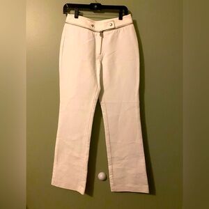 White semi flair pants
